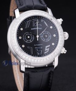 audemars piguet replica chrono tourbillon acciaio black strip leather imitazione copia