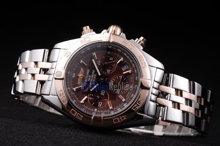 Breitling replica chrono chronographe lady brown dial acciaio oro imitazione copia - immagine 4