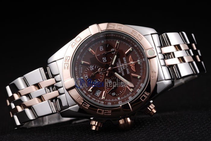 Breitling replica chrono chronographe lady brown dial acciaio oro imitazione copia - immagine 5