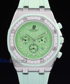 audemars piguet replica chrono offshore lady green dial strip rubber imitazione copia