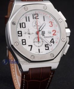 audemars piguet replica chrono offshore shaquille o'neal white strip leather imitazione copia