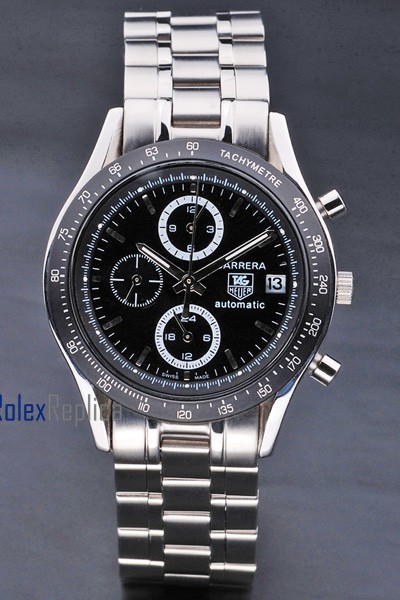 Tag-heuer replica carrera chrono acciaio black dial imitazione copia - immagine 3