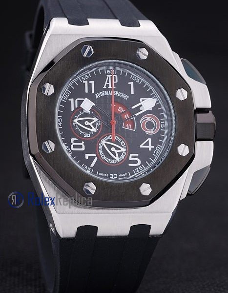 audemars piguet replica chrono offshore acciaio alinghi team black strip rubber imitazione copia - immagine 4