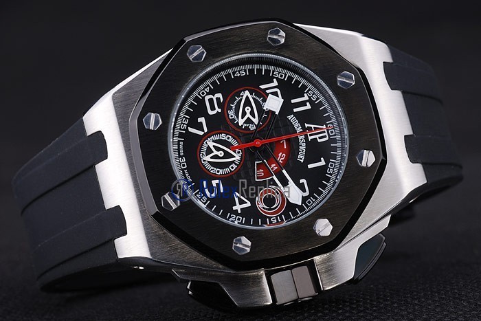 audemars piguet replica chrono offshore acciaio alinghi team black strip rubber imitazione copia - immagine 5