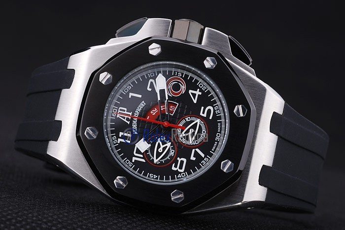 audemars piguet replica chrono offshore acciaio alinghi team black strip rubber imitazione copia - immagine 6
