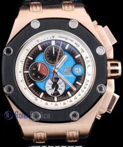 audemars piguet replica chrono offshore rubens barrichello rose gold strip leather imitazione copia
