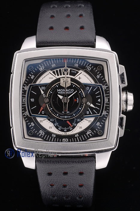 Tag-heuer replica gran carrera monaco strip rubber-b chrono black imitazione copia - immagine 2