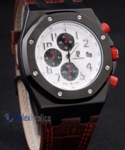 Alternative view of audemars piguet replica chrono offshore singapore GP2008 dial panda strip leather imitazione copia