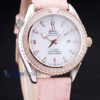 Omega replica seamaster co-axial rosè lady strip leather imitazione copia