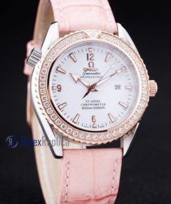 Omega replica seamaster co-axial rosè lady strip leather imitazione copia