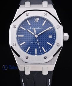 Alternative view of audemars piguet replica royal oak jumbo blu dial strip leather imitazione copia
