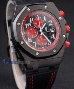 audemars piguet replica chrono offshore singapore GP2008 black dial panda strip leather imitazione copia