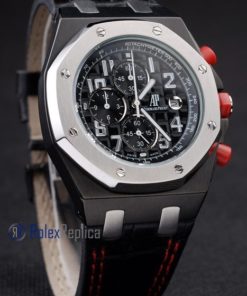 Alternative view of audemars piguet replica chrono offshore singapore GP2008 black strip leather imitazione copia