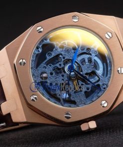 Alternative view of audemars piguet replica chrono offshore skeletron rose gold strip leather imitazione copia