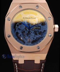 audemars piguet replica chrono offshore skeletron rose gold strip leather imitazione copia