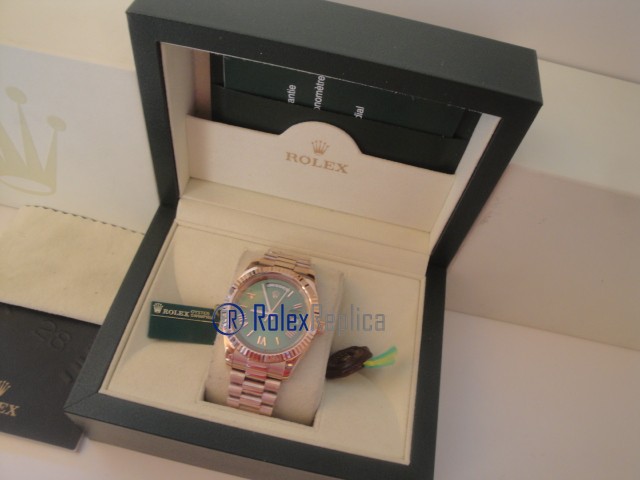 rolex replica daydate rose gold green dial orologio replica copia imitazione - immagine 3