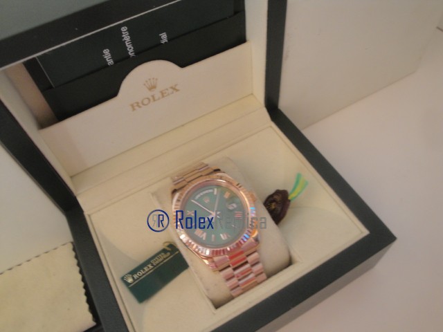 rolex replica daydate rose gold green dial orologio replica copia imitazione - immagine 4