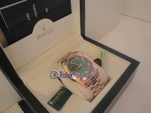 rolex replica daydate rose gold green dial orologio replica copia imitazione - immagine 5