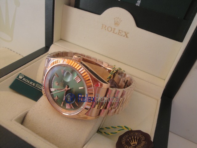 rolex replica daydate rose gold green dial orologio replica copia imitazione - immagine 9