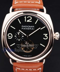 Panerai replica radiomir tourbillon acciaio cuoio black dial imitazione copia
