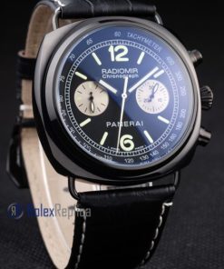 Alternative view of Panerai replica radiomir chronograph dial panda pro-hunter pvd strip leather imitazione copia