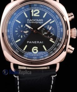 Alternative view of Panerai replica radiomir chronograph rose gold strip leather black imitazione copia