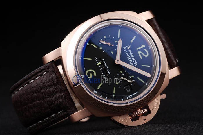Panerai replica luminor marina equation rose gold strip leather imitazione copia - immagine 4