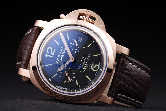 Panerai replica luminor marina equation rose gold strip leather imitazione copia - immagine 5