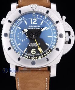 Alternative view of Panerai replica luminor marina submersible acciaio strip leather imitazione copia