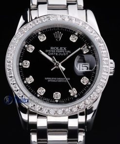 rolex replica datejust black full brillantini orologio imitazione