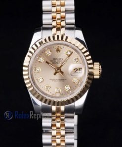 Alternative view of rolex replica datejust lady acciaio oro brillantini orologio imitazione