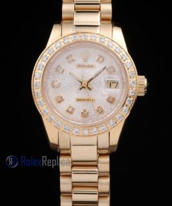 Alternative view of rolex replica datejust lady oro full brillantini centenario orologio imitazione