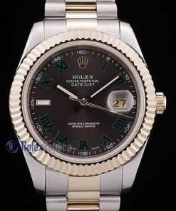 rolex replica datejust acciaio oro ardesia green roman orologio imitazione