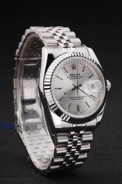 rolex replica datejust acciaio argentèè barrette orologio imitazione - immagine 6