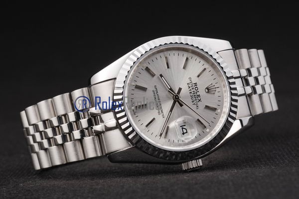 rolex replica datejust acciaio argentèè barrette orologio imitazione - immagine 7