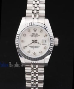 Alternative view of rolex replica datejust lady acciaio madreperla brillantini orologio imitazione