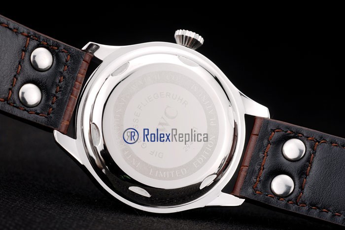 iwc replica 8 days power reserve acciaio argentèè dial strip leather orologio imitazione - immagine 8