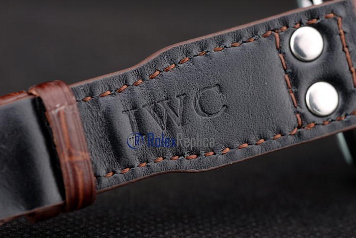 iwc replica 8 days power reserve acciaio argentèè dial strip leather orologio imitazione - immagine 9