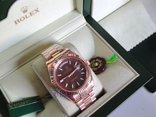 rolex replica daydate rose gold black dial orologio replica copia imitazione - immagine 3