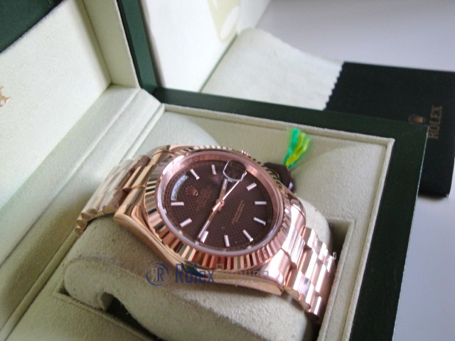 rolex replica daydate rose gold black dial orologio replica copia imitazione - immagine 4