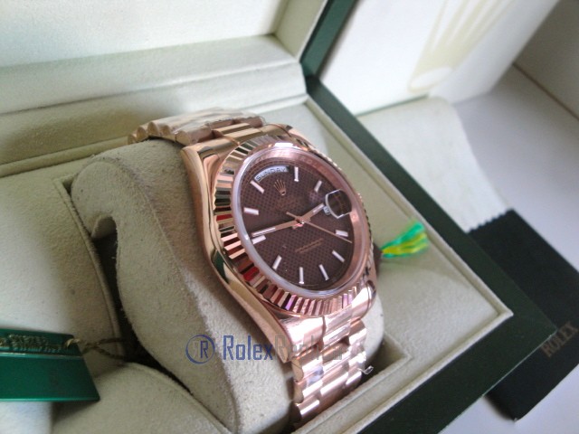 rolex replica daydate rose gold black dial orologio replica copia imitazione - immagine 5