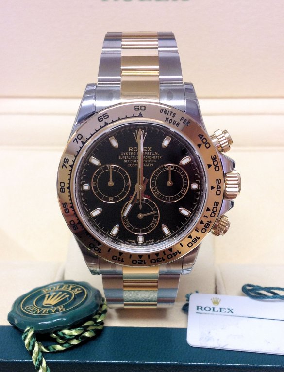 rolex replica daytona crono acciaio oro black dial orologio replica copia imitazione - immagine 4