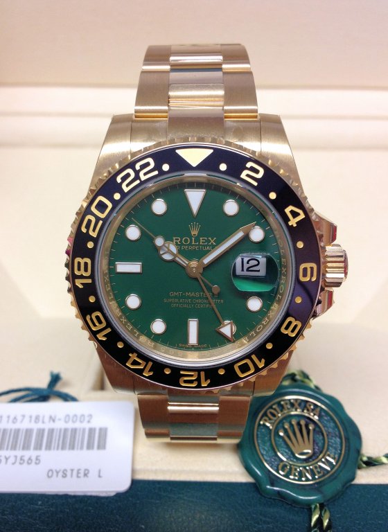 rolex replica GMT master II oro green dial ceramica orologio replica - immagine 6