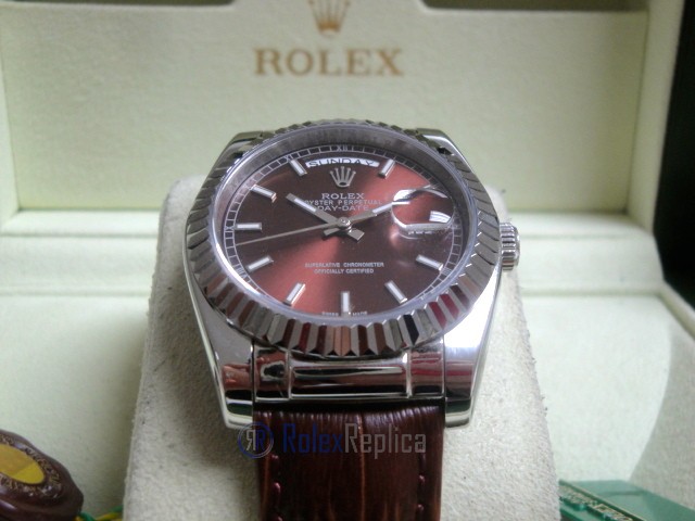 rolex replica daydate white gold charry strip leather orologio replica copia imitazione - immagine 2