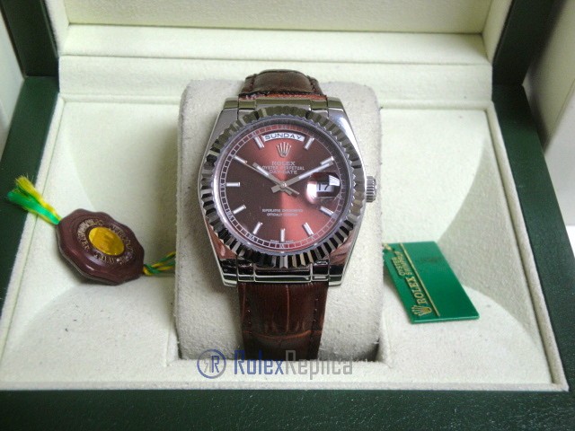 rolex replica daydate white gold charry strip leather orologio replica copia imitazione