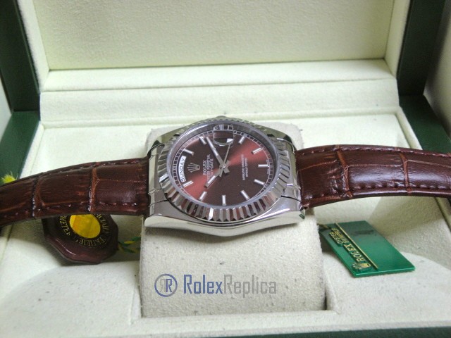 rolex replica daydate white gold charry strip leather orologio replica copia imitazione - immagine 5