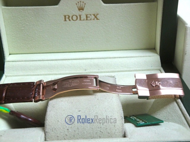 rolex replica daydate rose gold chocolate strip leather orologio replica copia imitazione - immagine 12