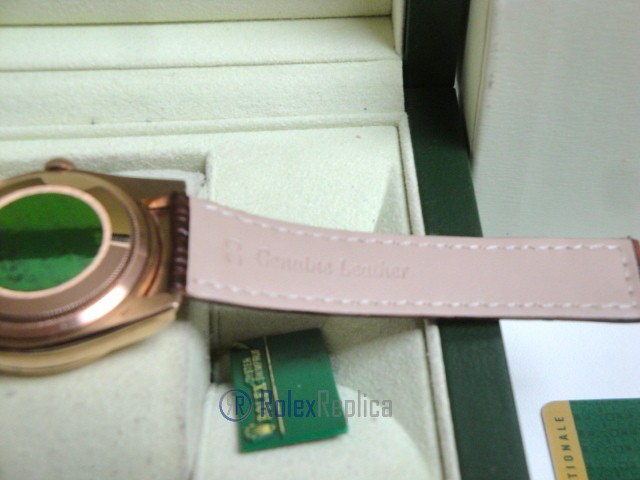rolex replica daydate rose gold chocolate strip leather orologio replica copia imitazione - immagine 13