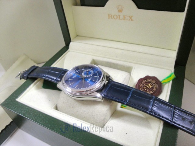 rolex replica cellini date blue dial orologio replica cinturino pelle - immagine 6
