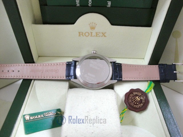 rolex replica cellini date blue dial orologio replica cinturino pelle - immagine 9